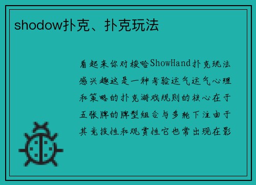 shodow扑克、扑克玩法